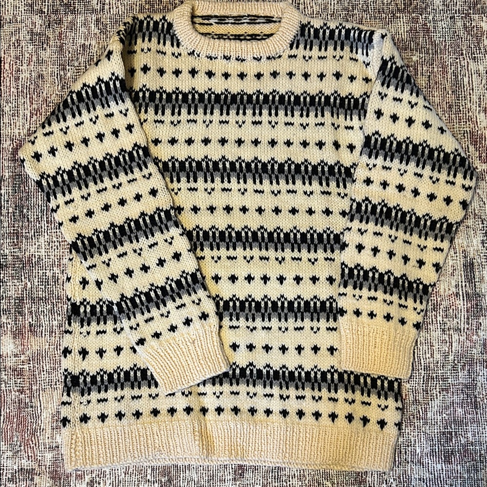Classic Black and Cream Crewneck Sweater - Picture 1 of 5